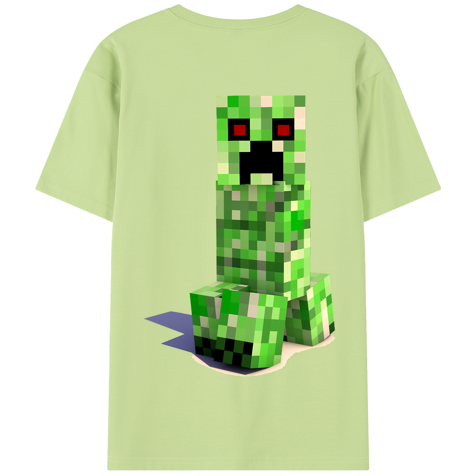 （画像用） マインクラフト ブロックの世界 Minecraft MC Block world 綿100％半袖Tシャツ（背面プリント）